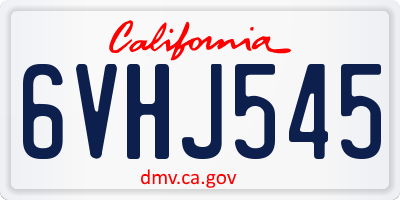 CA license plate 6VHJ545