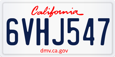 CA license plate 6VHJ547