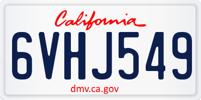 CA license plate 6VHJ549
