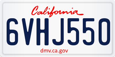 CA license plate 6VHJ550