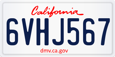 CA license plate 6VHJ567