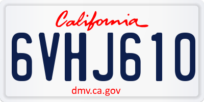 CA license plate 6VHJ610