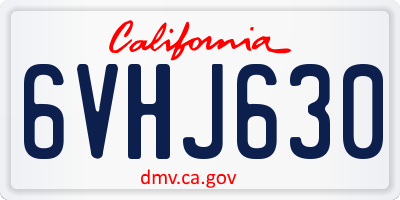 CA license plate 6VHJ630