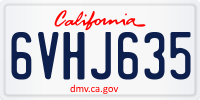 CA license plate 6VHJ635
