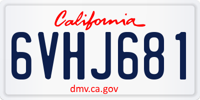 CA license plate 6VHJ681