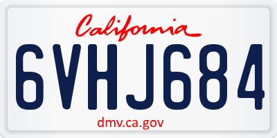 CA license plate 6VHJ684
