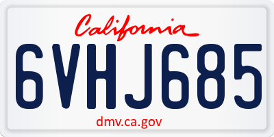 CA license plate 6VHJ685
