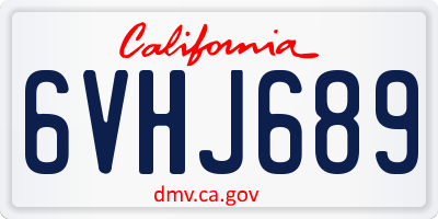 CA license plate 6VHJ689