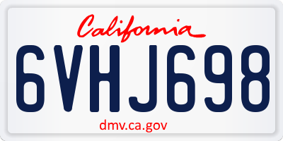 CA license plate 6VHJ698
