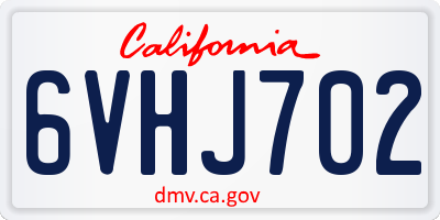 CA license plate 6VHJ702