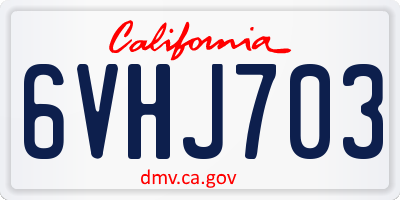 CA license plate 6VHJ703