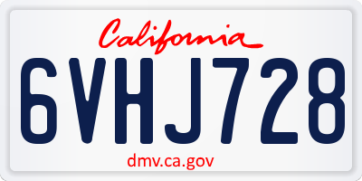 CA license plate 6VHJ728