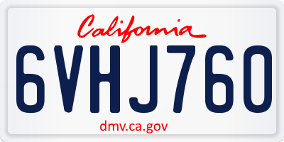 CA license plate 6VHJ760