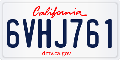 CA license plate 6VHJ761