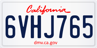 CA license plate 6VHJ765