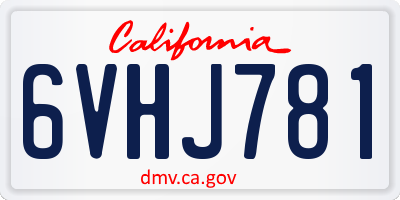 CA license plate 6VHJ781