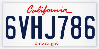 CA license plate 6VHJ786