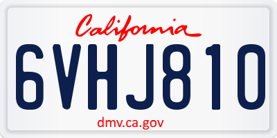 CA license plate 6VHJ810