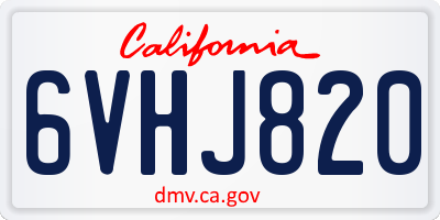 CA license plate 6VHJ820