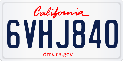 CA license plate 6VHJ840