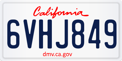 CA license plate 6VHJ849
