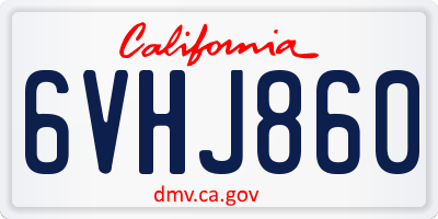CA license plate 6VHJ860