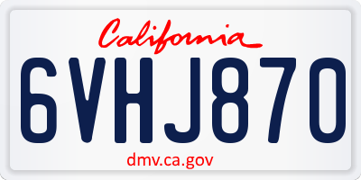 CA license plate 6VHJ870