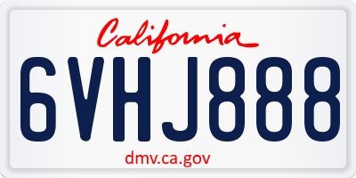 CA license plate 6VHJ888