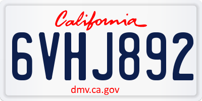 CA license plate 6VHJ892