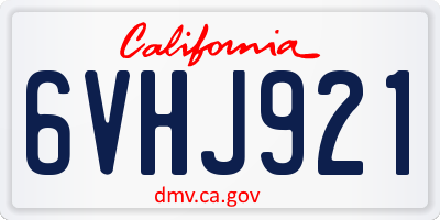 CA license plate 6VHJ921
