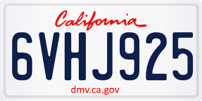 CA license plate 6VHJ925