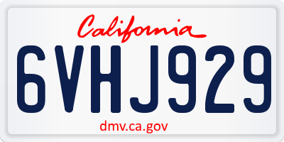 CA license plate 6VHJ929
