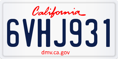 CA license plate 6VHJ931