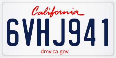CA license plate 6VHJ941