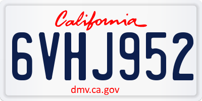 CA license plate 6VHJ952