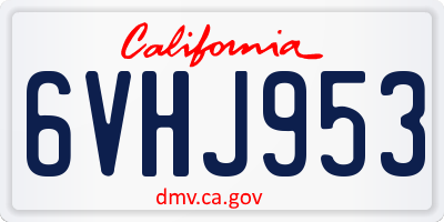 CA license plate 6VHJ953