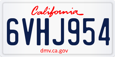 CA license plate 6VHJ954