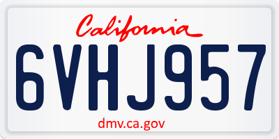 CA license plate 6VHJ957