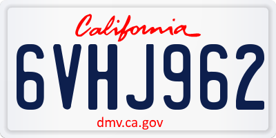CA license plate 6VHJ962