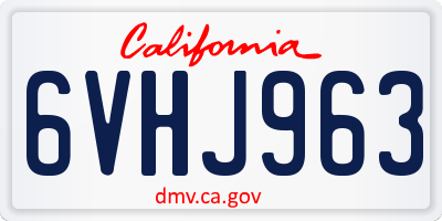CA license plate 6VHJ963
