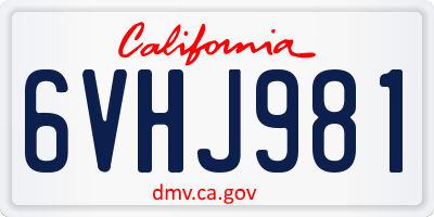 CA license plate 6VHJ981