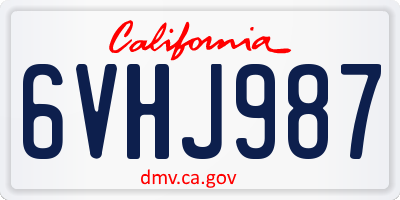 CA license plate 6VHJ987