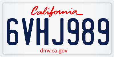 CA license plate 6VHJ989