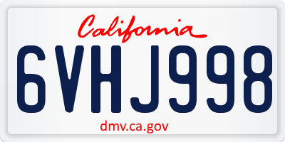 CA license plate 6VHJ998