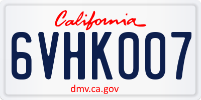 CA license plate 6VHK007