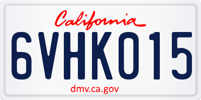 CA license plate 6VHK015