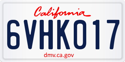 CA license plate 6VHK017