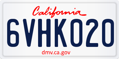 CA license plate 6VHK020
