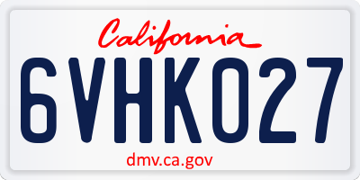 CA license plate 6VHK027