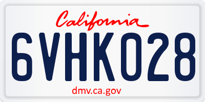 CA license plate 6VHK028